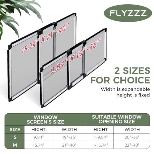 FLYZZZ Adjustable Window Screen (10" H x 19" - 36" W)) 1-Pack Small White Adjustable Screens for Windows with Sturdy Aluminum Mesh– Horizontal Use Only - size: 10" H x 19" - 36" W-1Pack