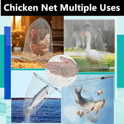 Chicken Net Catcher,74" Adjustable Extension Pole Chicken Hook Catcher Kit | 74" Adjustable Stainless Steel Chicken Net with Leg Hook, Suitable for Chickens, Ducks, Fish, Birds & Small Livestock