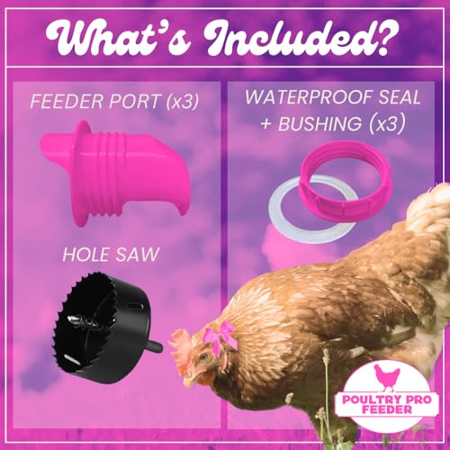 Poultry Pro Hot Chick Feeder Kit, Weatherproof, 3 Ports & Hole Saw - style: Hot Chick Feeder Kit