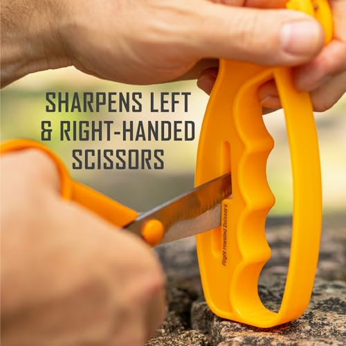 Smith’s JIFF-S 10-Sec Knife & Scissors Sharpener - Right & Left-Handed Scissors - Carbide Blades - Outdoor Sharpener for Pocket, Hunting, Fishing & Kitchen Knives - Handheld Pullover Sharpener