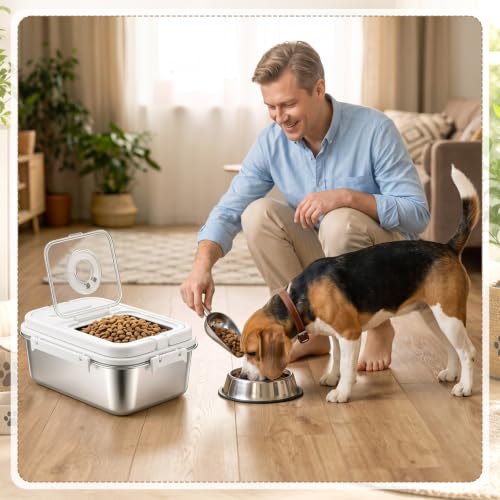 7-13 lb Stainless Steel Dog Food Storage Container - size: 7-13 lb, style: Square Box