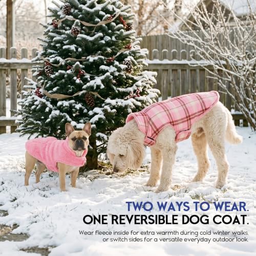 ASENKU Dog Winter Coat, Reversible Dog Jacket for Small Medium Large Dogs - color: Light PInk, size: Small