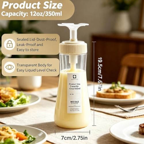 Condensed Milk Container, 12oz/350ml Condensed Milk Dispenser with Lid, Plastic Squeeze Bottle for Coffee, Honey, Ketchup, Salad Dressing, Mustard
