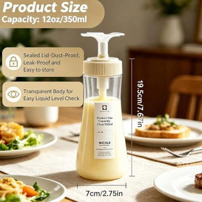 Condensed Milk Container, 12oz/350ml Condensed Milk Dispenser with Lid, Plastic Squeeze Bottle for Coffee, Honey, Ketchup, Salad Dressing, Mustard