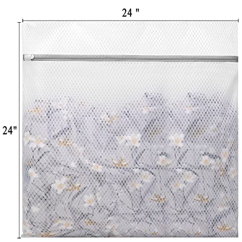 Muchfun 2Pcs Durable Diamond Mesh Laundry Bags for Delicates 24 x 24 Inches - size: 2 XX-Large