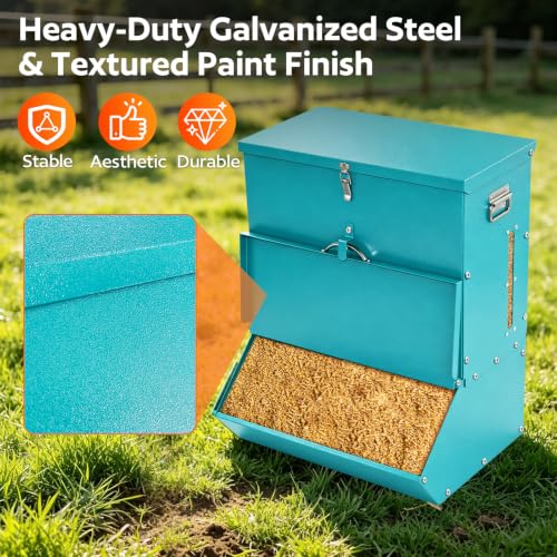 2 Door Pig Feeder, Hog Feeder, Metal Piglet Feeder Suitable - size: 3.7 Bushel