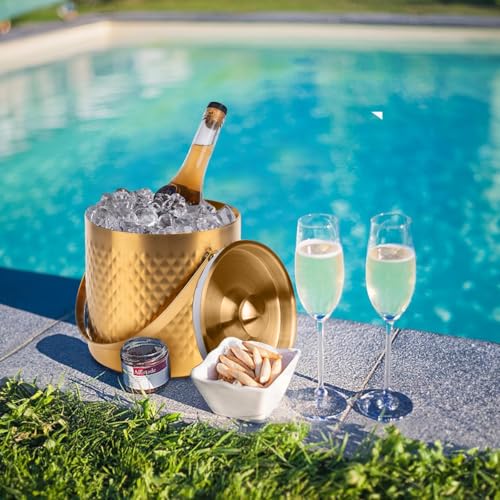 3L gold insulated ice buckets for parties with lid and scoop - color: Gold
