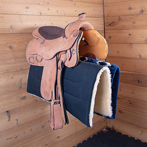 EASY-UP Saddle Rack with Pad Bar for Horse Enthusiast | Heavy-Duty Saddle Rack Wall Mount | Western & English Saddle Rack | Keeps Tack Organized - style: Mounted Rack w/Double Pad Rack