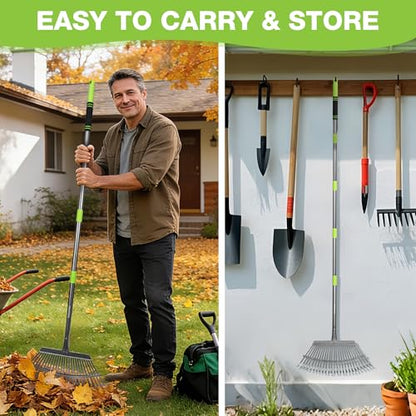 WORKPRO Rakes, Small Leaf Rake with 73” Adjustable Long Handle - size: 25 TINE