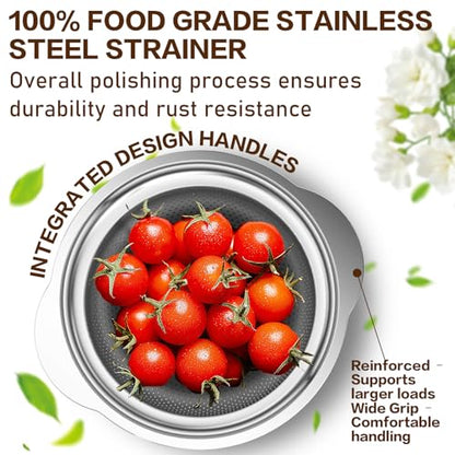 Colander, Stainless Steel Colander for Kitchen, Stainless Steel Strainer, Pasta Strainer for Spaghetti Fruits Vegetables Cooking Food, Kitchen Food Strainer - 3 QT - size: 3QT