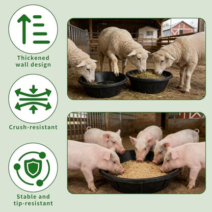 4 Pack Rubber Feed Pan, Rubber Water Trough, 3 and 2 Gallon Bucket - color: Black-8Quart+10Quart, size: 4PCS
