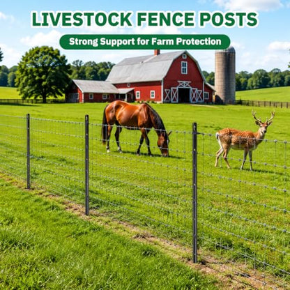 HITTITE 6 Feet Metal Fence Post, 15 Pack U-Post Support Stakes with Anchor Plate, Heavy Duty Steel Garden Fence Stakes, No Dig Fence Posts for Wire Fencing, Yard, Lawn and Farm, Black - size: 6 FT-15 PACK-SPLICING
