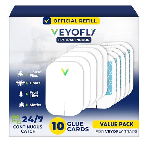 VEYOFLY Official Refill Fruit Fly Traps Indoor, Gnat Trap | 10-Pack - color: White, size: 10 Refills