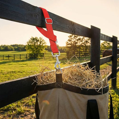 4Pcs Horse Bucket Strap Hangers Nylon Straps Hanging Feed Tack - color: Red