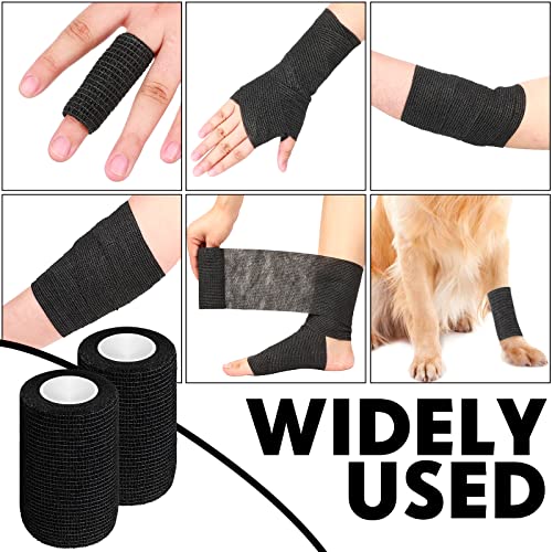 Treela 36 Pcs Self Adherent Bandage 4" X 5 Yard Wrap Breathable - color: Black, size: 4" X 5 Yard