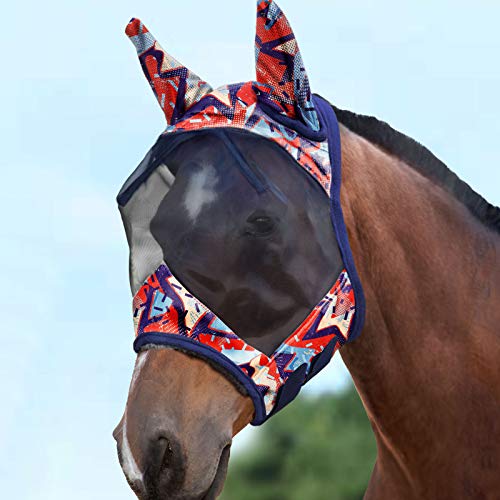 Harrison Howard LumiVista Horse Fly Mask Standard with Ears UV Protection for Horse Abstract Graffiti L Full Size - color: Abstract Graffiti, size: Full (Large)