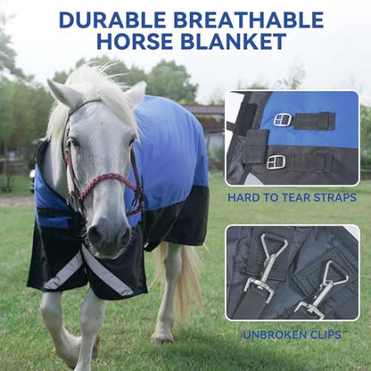 36” Winter Horse Blanket, 1200D Waterproof Poly Horse Turnout Blanket, Durable Tear-Resistant Thick Horse Blanket with Snuggit 220G Filling, Breathable Warmth Turnout Blankets for Horse - size: 36“