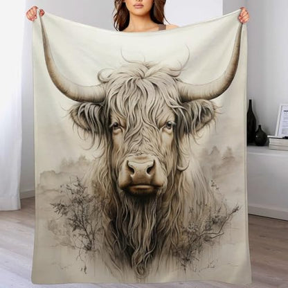 Highland Cow Fleece Throw Blanket for Couch Adults Teens 40" X 50" - color: Highland Cow, size: 40x50 inch