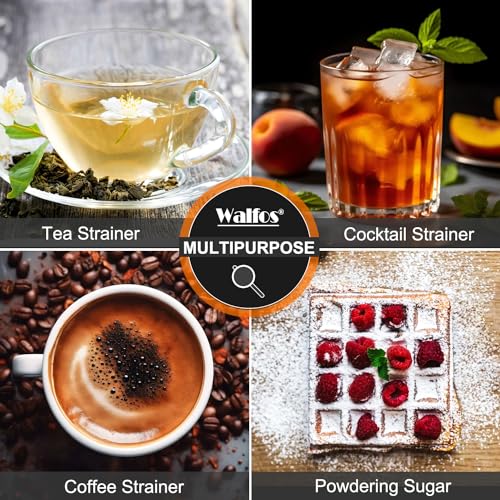 Walfos Small Fine Mesh Tea Strainer, Mini Stainless Steel Sieve with Handle, 2.7 Inch Kitchen Metal Sifter Strainers for Tea, Juicing, Coffee, Cocktail, Powdered Sugar, Matcha (2 Pack) - size: 2.7" (2pcs)
