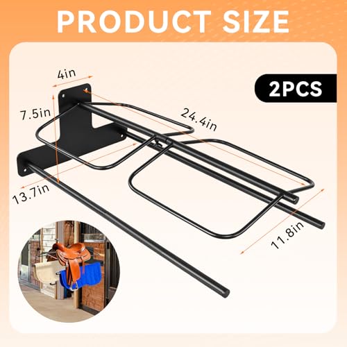 2 Pack Saddle Rack with Double Pad Bar, Wall Mounted Saddle Stand