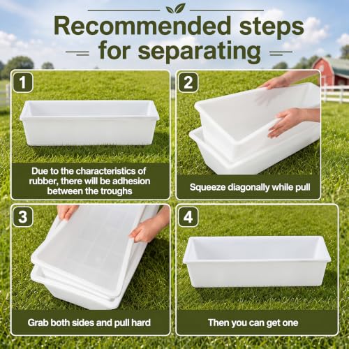 Geelin 4 Pcs 12 Gallon/48 Quart Plastic Livestock Water Trough, White - color: White, size: 12 Gallon/48 Quart