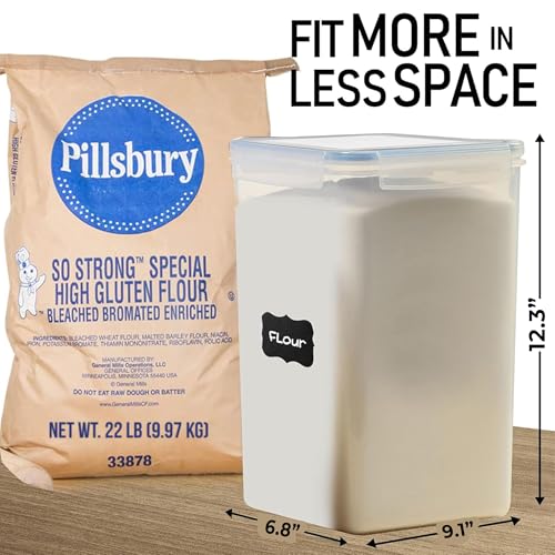 2 PC (8.5L / 287 Oz) Extra Large Pantry Flour Sugar Storage Containers Set - color: Clear