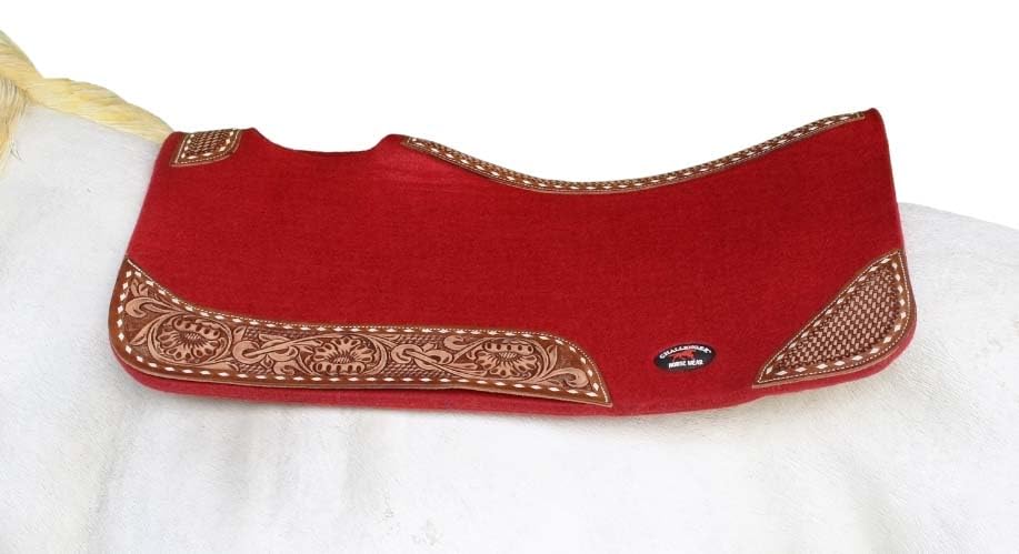 CHALLENGER 32x30 Horse Saddle PAD Western Contoured Wool Felt Moisture Wicking Brown 39209 - color: Red, size: 32" Spine x 15" Drop