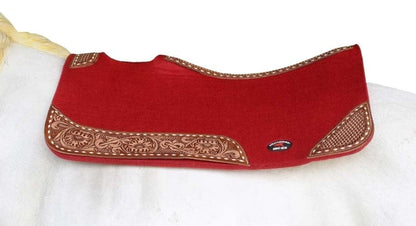 CHALLENGER 32x30 Horse Saddle PAD Western Contoured Wool Felt Moisture Wicking Brown 39209 - color: Red, size: 32" Spine x 15" Drop