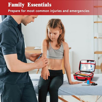 First Aid Kit 340 Piece, Premium Waterproof Hard Shell Medical Kit | Emergency First Aid Supplies and Survival Kit For Car, Home, Office, Travel, Camping, Sports, Outdoor, School - size: 340 Pieces