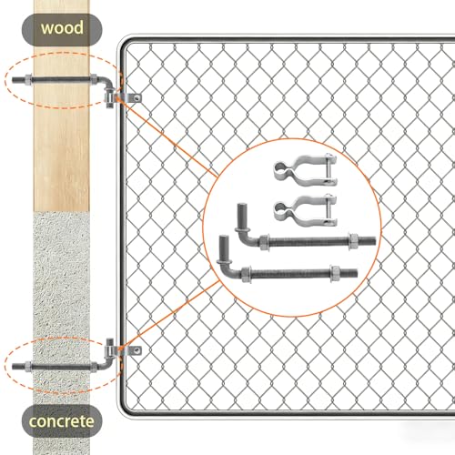 8" J-Bolt Gate Hinge Kit, Heavy Duty Galvanized Steel Gate Hinge with 5/8" Pin, Chain Link Fence Hardware for Swinging Gates, Farm/Wall/Wood/Metal Posts(2-Pack)