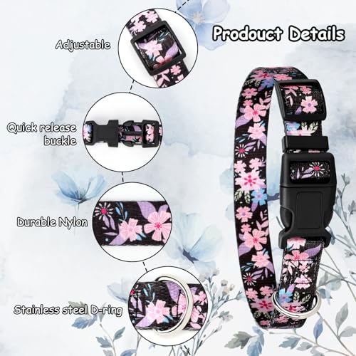 5 Pack Floral Goat Collars with Bells,Anti-Lost Pet Collarr - color: Floral+Groovy Pattern
