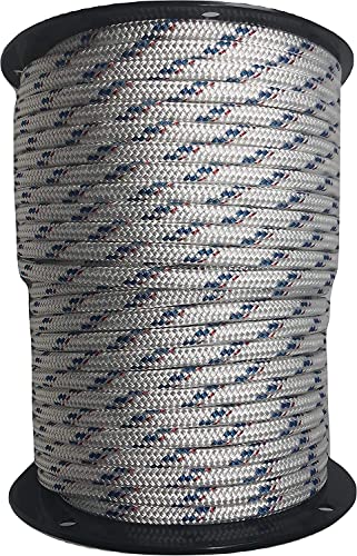 7/16" Yacht Braid Premium Polyester, White/Blue/red, 50 ft - size: 50 feet
