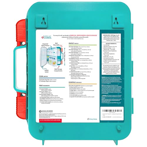 Be Smart Get Prepared First Aid Kit, Teal, 326 Piece, Exceeds OSHA and ANSI Guidelines 100 People - Office, Home, Car, School, Emergency, Survival, Camping, Hunting and Sports