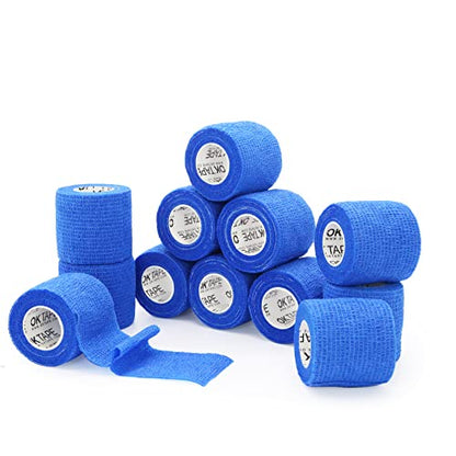 OK TAPE Self Adherent Cohesive Bandages Wrap 12Packs 2" x 5 Yards - color: Blue, size: 2 In x 5 Yards