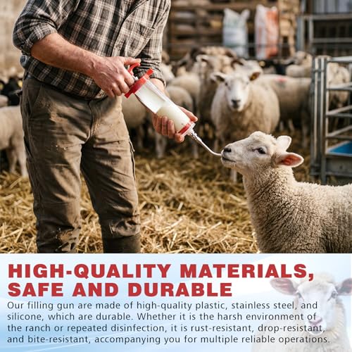 Threlaco 100ml 2 Pcs Drench Gun for Goats, Sheep & Cattle, Red - color: Red, size: 100ml