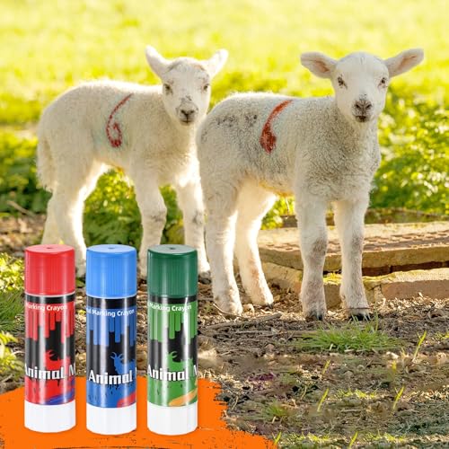 M METERXITY 3-Pack Livestock Marker, 11.6 Cm/4.6 Inches Large Animal Crayons for Pig/Cattle/Cow/Sheep Supplies, Farming Livestock Marking Crayons [Green/Red/Blue]