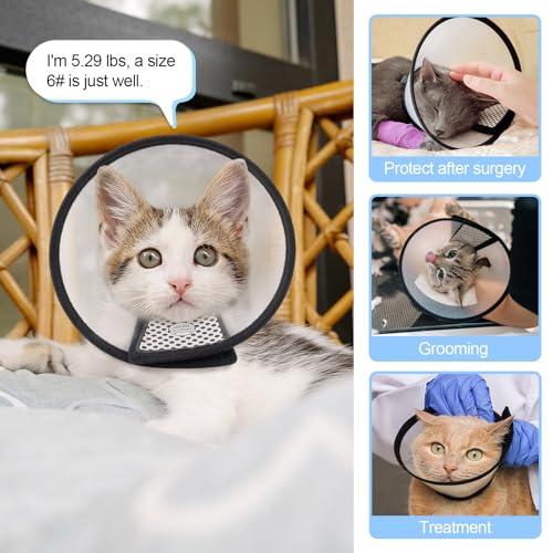 Depets Adjustable Recovery Pet Cone E-Collar for Cats Kittens Rabbits, Plastic Elizabeth Protective Collar Wound Healing Practical Neck Cover, Neck Girth 6.1 in