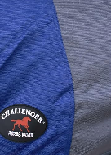 1200D Horse Turnout Blanket Waterproof, Breathable, Heavy-Weight Winter Blanket with 300g Fill, Ripstop Outer Shell - color: Grey/Royal Blue, size: 78 inches