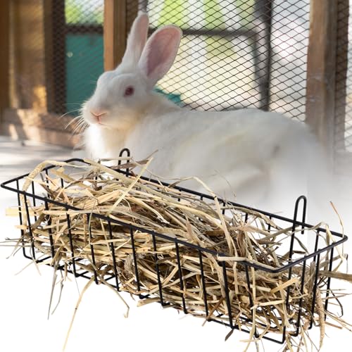 Therwen 4 Pcs Rabbit Hay Feeder Guinea Pig Heavy Duty Metal Frame Hay Rack with Hooks Cage Hanging Holder for Bunny Chinchilla Small Animals Accessories(12.4 x 3.9 x 3 Inches) - size: 12.4 x 3.9 x 3 Inches