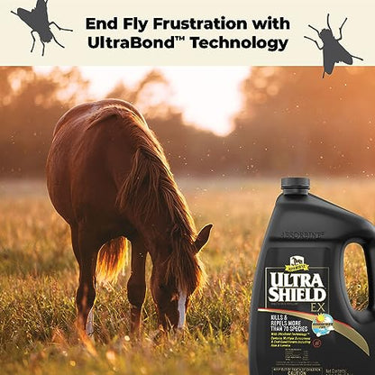 Absorbine UltraShield EX Insecticide & Repellent, 128 fl oz Gallon | Use on Horses, Dogs & Premise, Kills & Repels 70+ Species Including Flies, Mosquitoes, Ticks, Fleas, Lice, Up to 17 Days - size: 128oz Refill