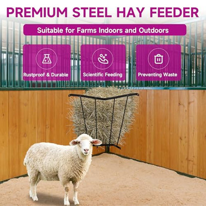 Corner Hay Rack, Wall Mounted 23.3 x 13.2 x 21.7In Hay Rack for Farm Indoor and Outdoor Use, Carbon Steel Hay Feeder Blanket Holder for Horses and Goats