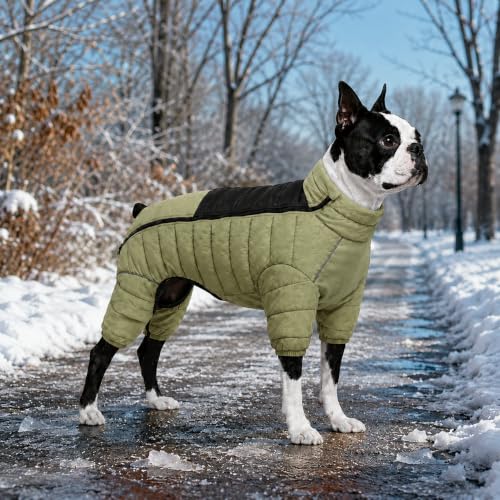 LoveLongLong Dog Coat - Warm & Waterproof Reflective Dog Jacket, Zippered & Adjustable, Olive Green, S, M, L - color: Olivegreen, size: M (11.5inch Back)