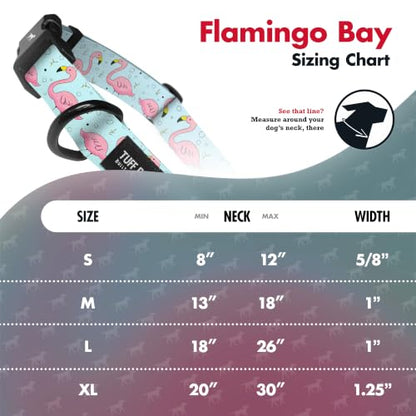 Tuff Pupper Premium Adjustable Dog Collar, Stylish Pattern Collars Designed in USA, Quick Release Buckle, Flamingo Bay Medium (1 Inch Wide x 13-18 Inch Neck) - color: Flamingo Bay, size: Medium