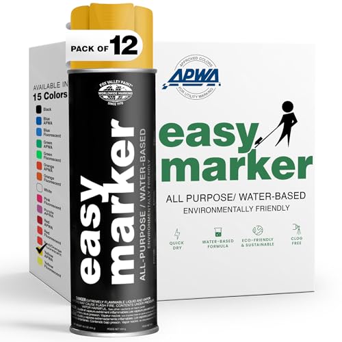 Fox Valley Easy Marker Inverted Spray Paint 16oz Pack of 12, Yellow