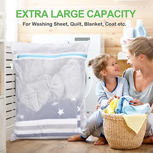 OTraki Large Mesh Washing Bag 43 x 35 Inch XXL Mesh Laundry Bag, Blue - size: 43 x 35 inch