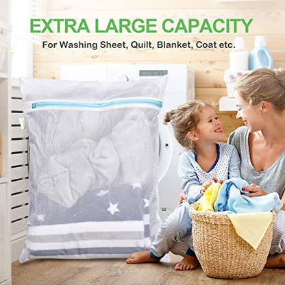 OTraki Large Mesh Washing Bag 43 x 35 Inch XXL Mesh Laundry Bag, Blue - size: 43 x 35 inch