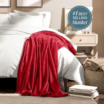 Bare Home Fleece Blanket Luxury Microplush (Full/Queen, Red) - color: 25 - Red, size: Full/Queen