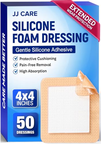 50Pcs Silicone Foam Dressing | 4x4 Bed Sore Bandages | Wound Care FSA&HSA - size: 4x4 50ct