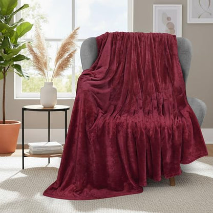Utopia Bedding Soft Fleece Bed Blanket Throw Size Burgundy (50x60 Inch) - color: Burgundy, size: Throw (50x60 Inch)