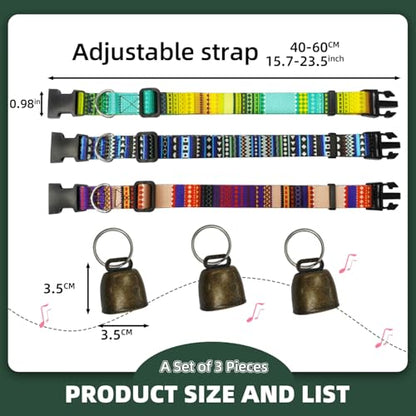 Goat Collars and Bells，Durable Nylon Adjustable Collar (Pattern) - color: Pattern, size: 3 PCS